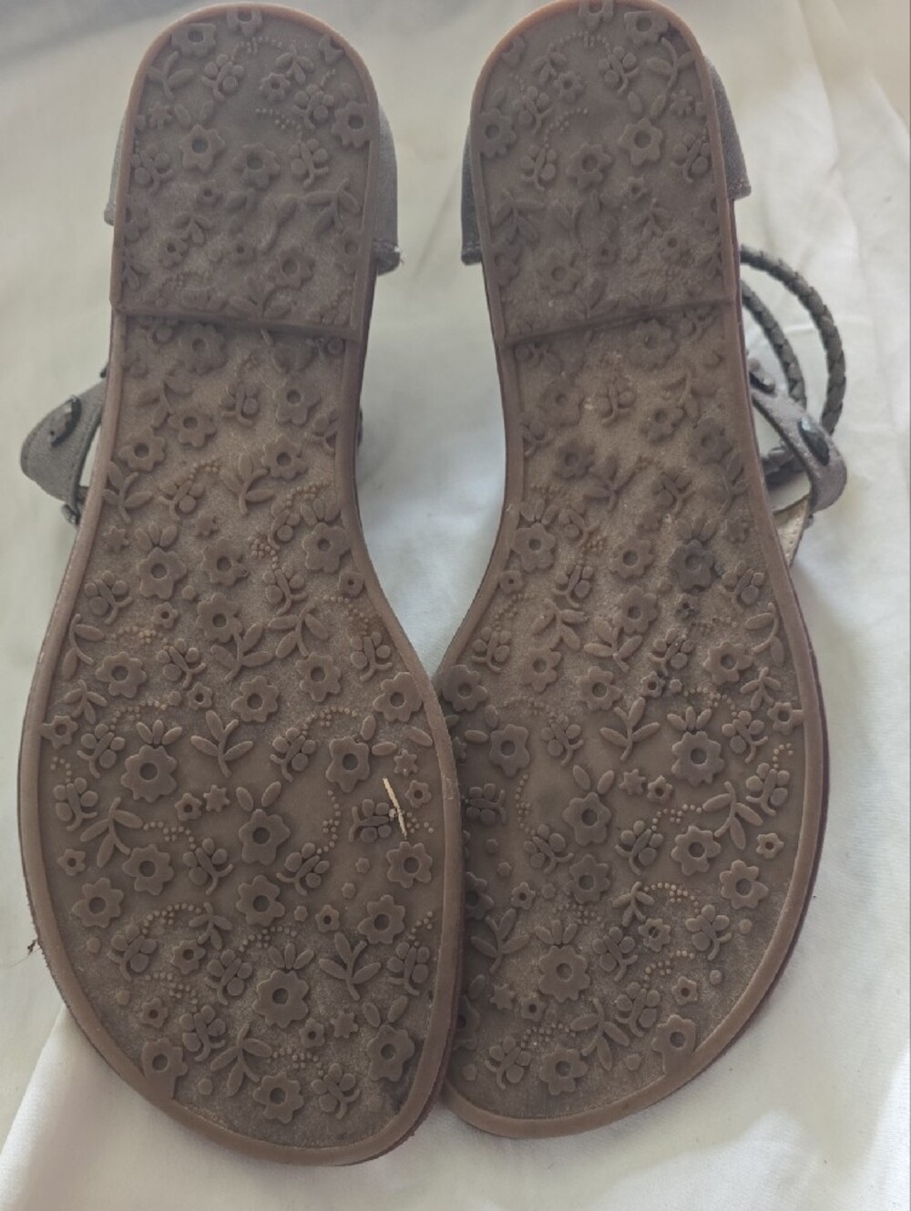 Braided Strappy Flat Sandal in Light Grey - Picture 5 of 8